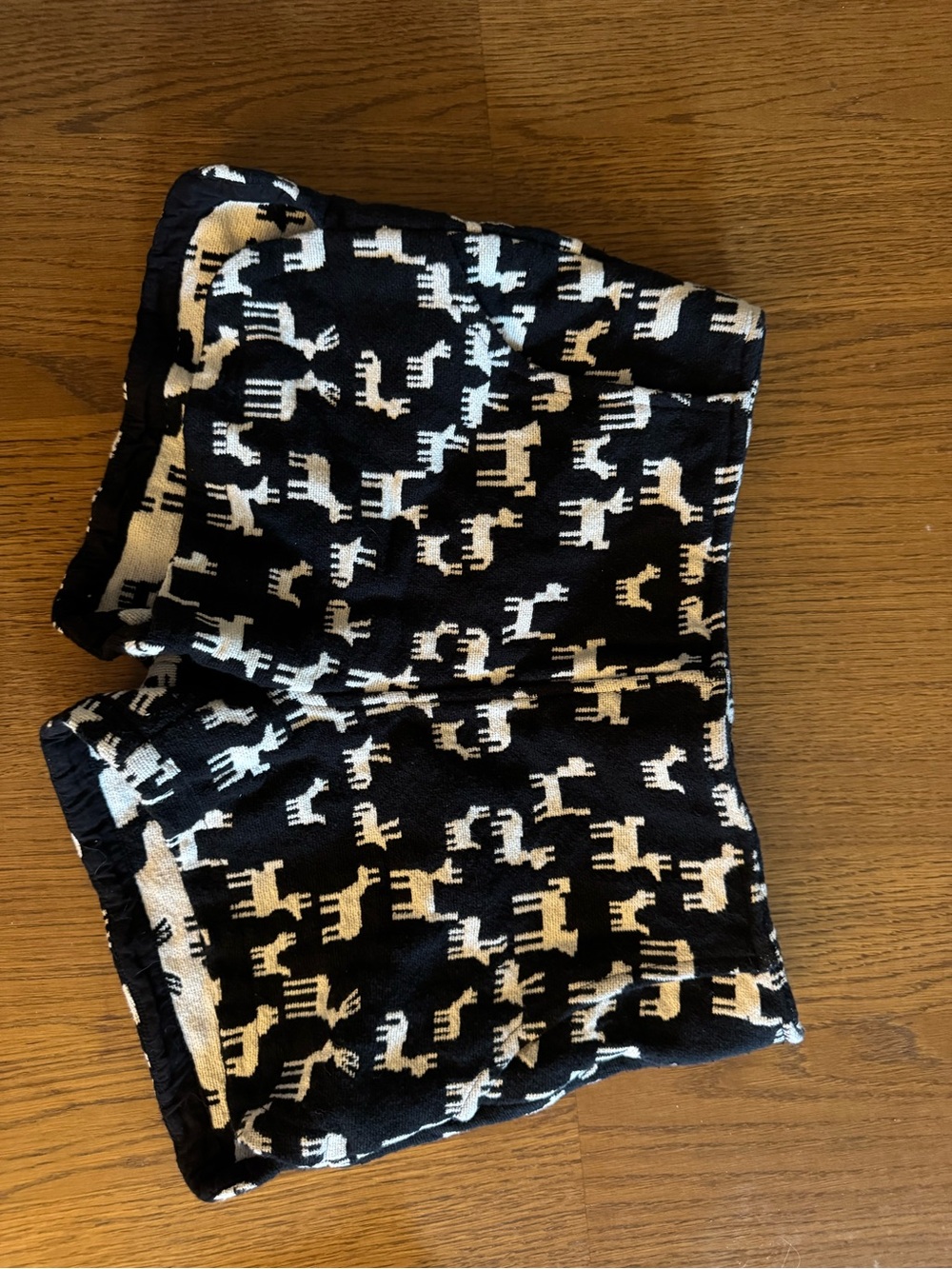 Mango Black and Cream Reindeer Knit Shorts